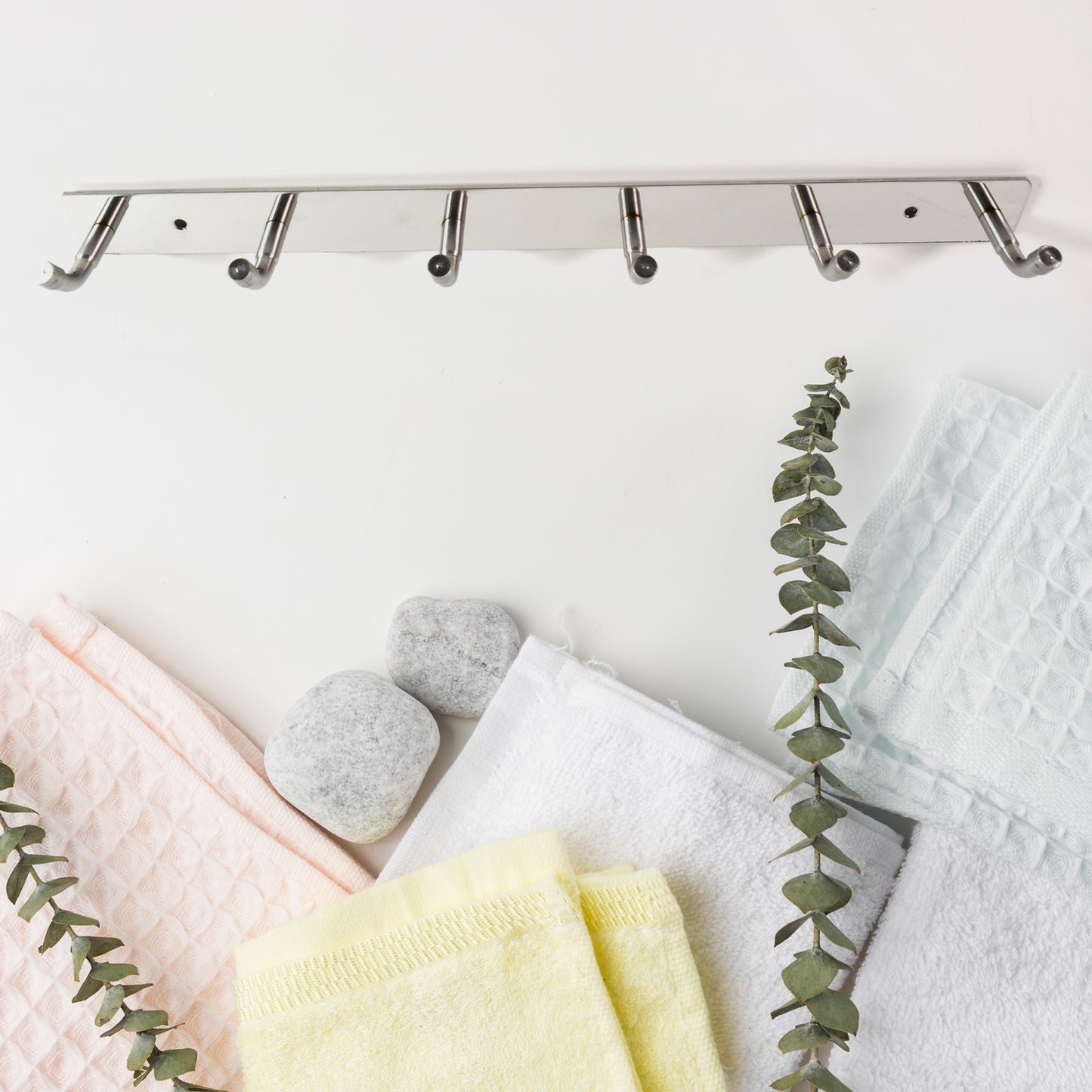 Stainless Steel Wall Mounted Coat 6 Hook Rack (32x3 1pc)
