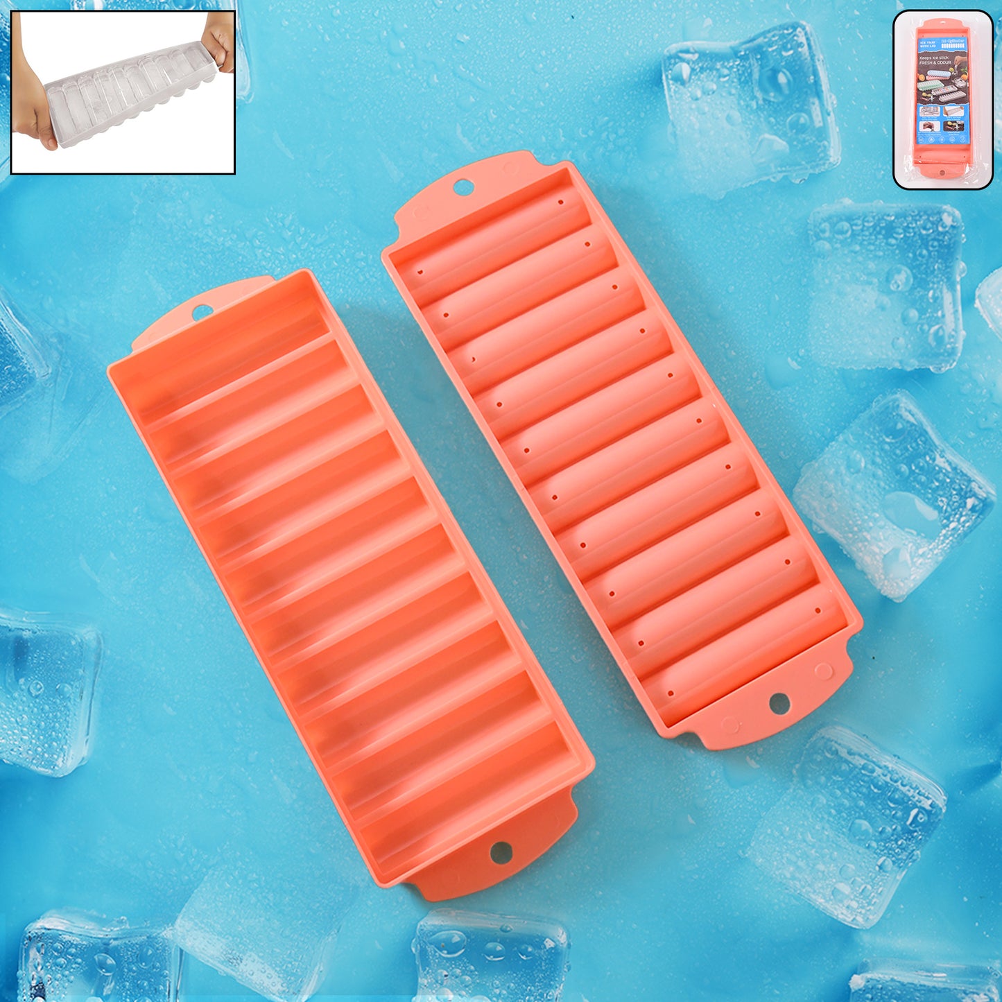 Compact Plastic Ice Stick Tray (2 Pc)