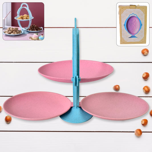 Foldable Fruit Plate Candy Dish Multi Use Mirror Shape Dried Fruit Tray (1 Set)