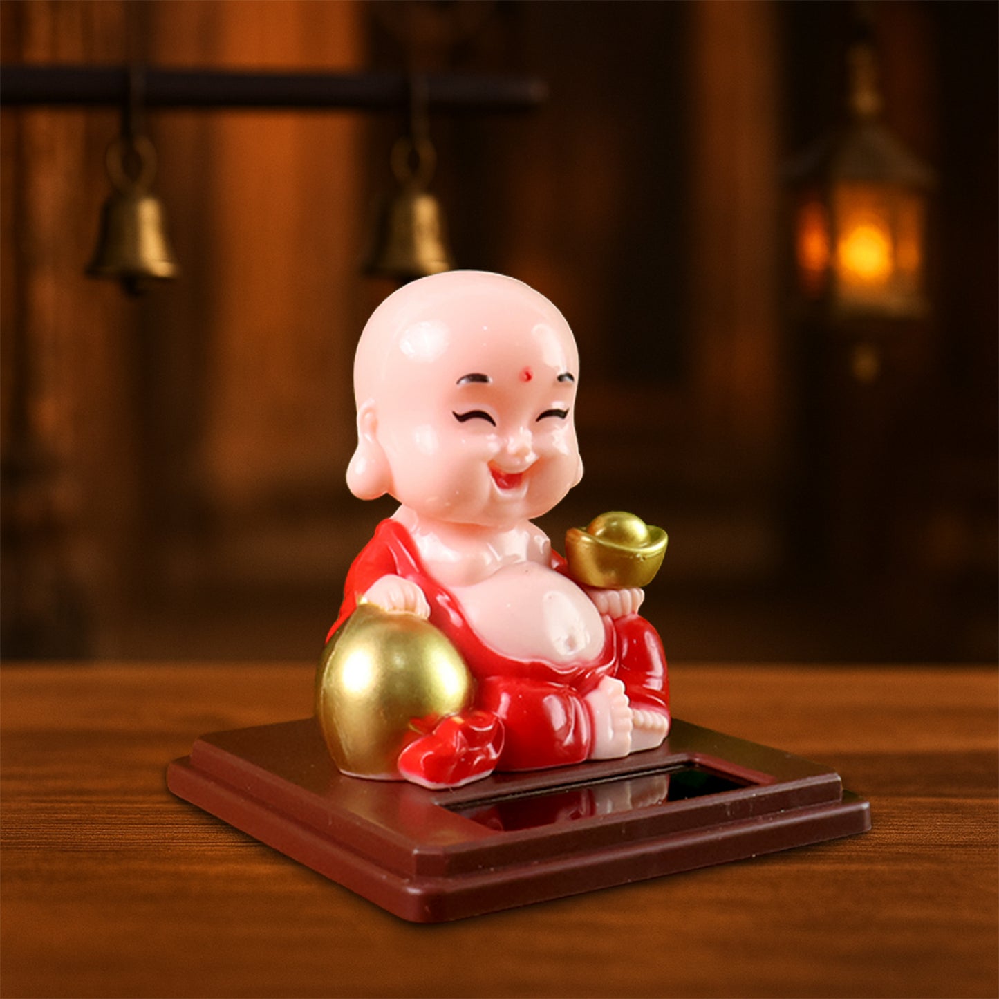 Solar Power Moving Head Buddha Statue Car Ornament (1 Pc Mix Color)