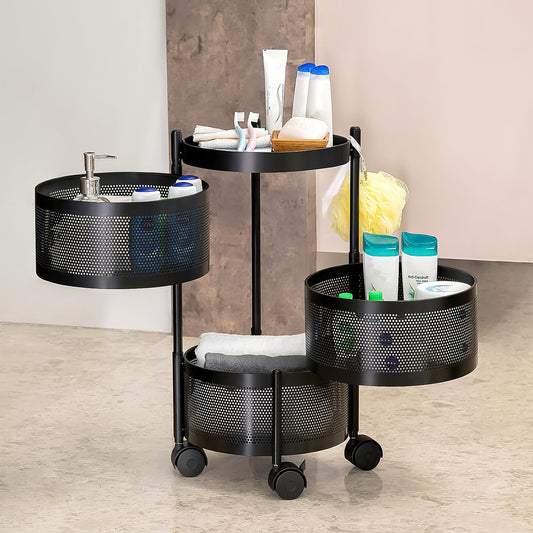 Metal Round High Quality Kitchen Trolley With Wheels (3 Layer 1 Pc)