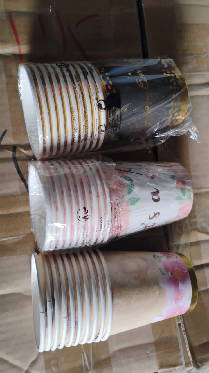 Disposable Paper Cups Disposable Tea Coffee Cups (10 Pcs Set Mix Color Design)