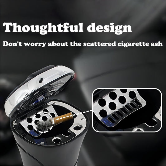 Solar Powered Led Car Ashtray With Flip Lid (1 Pc)