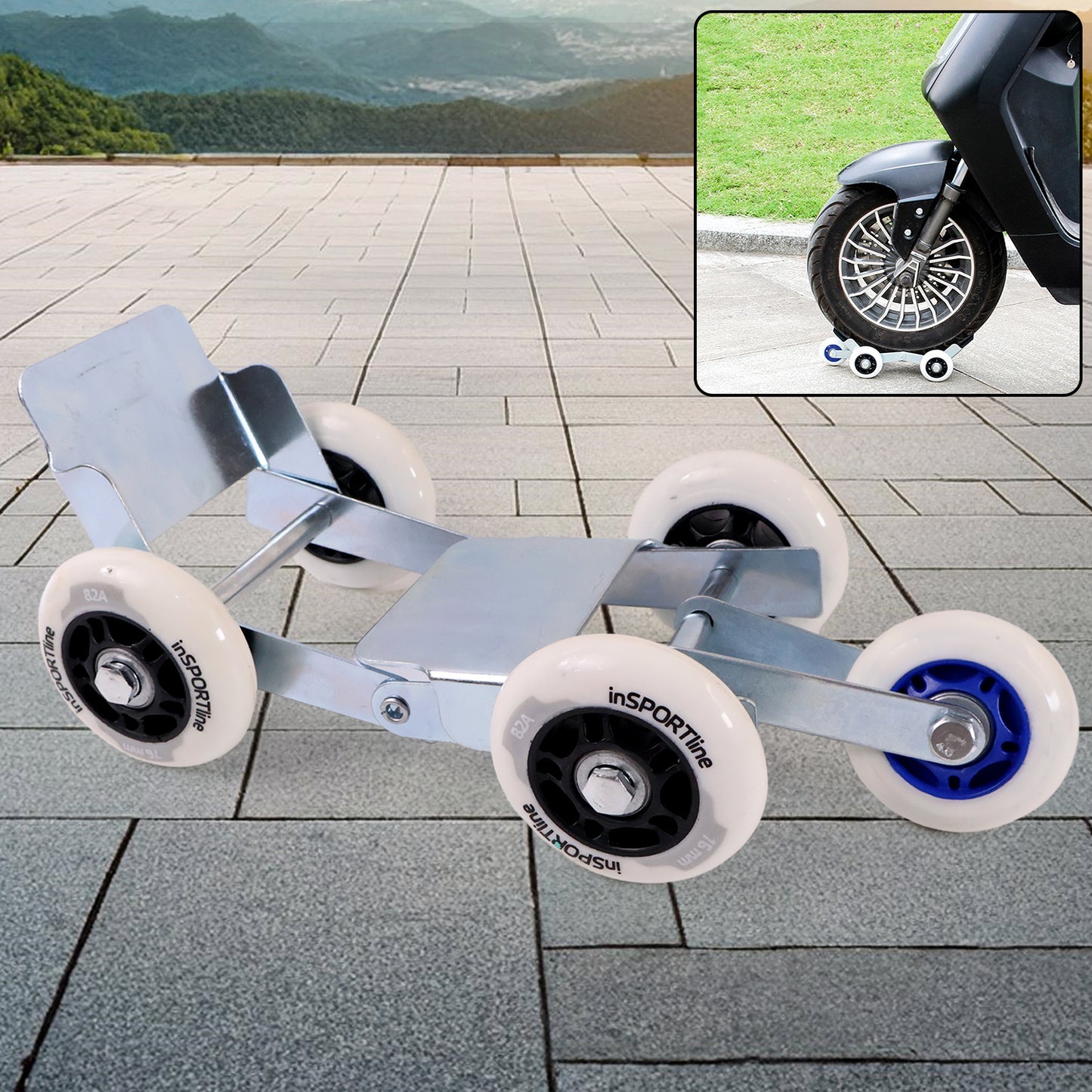 Universal Scooterbike Parking Support Roller With Heavy-duty Wheels (1 Pc)
