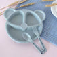 Kids 3 Compartment Food Tray  Plates With Spoon  Fork (1 Set)