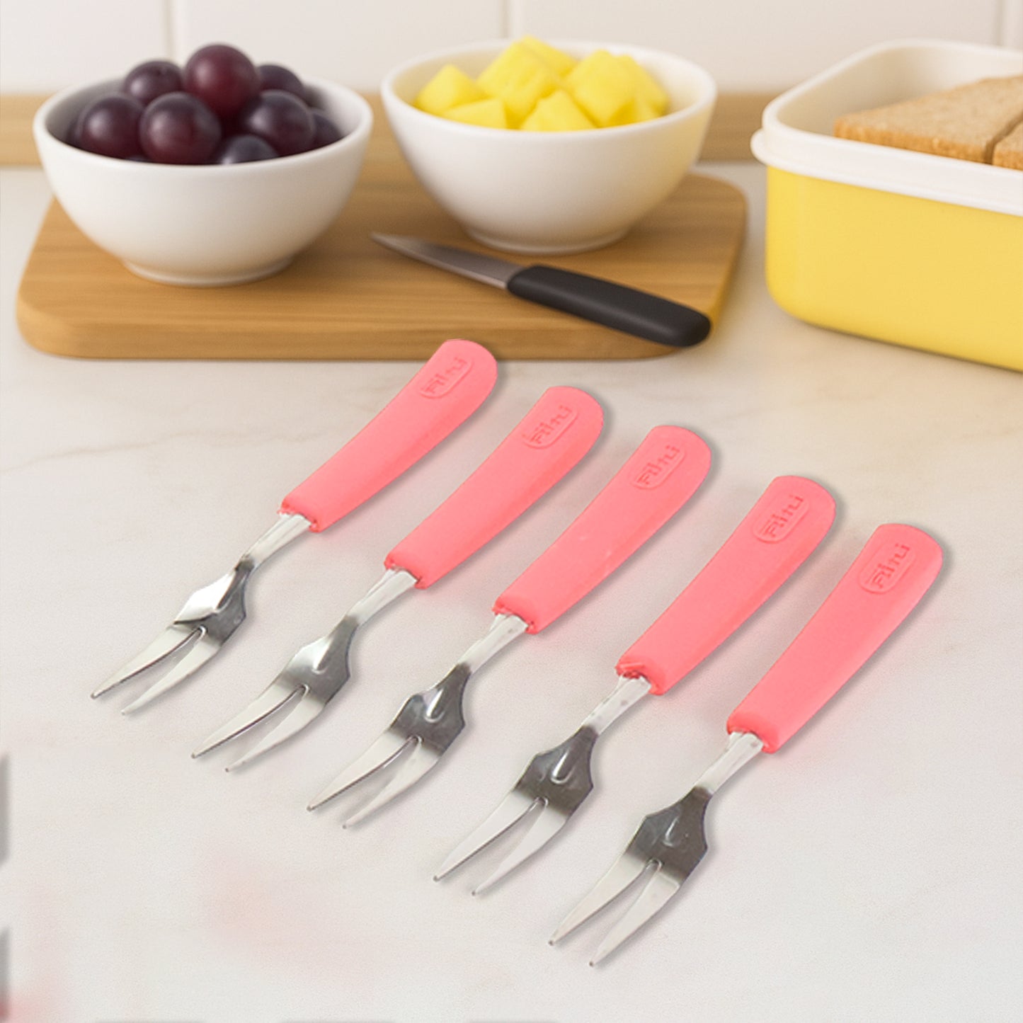 Premium Stainless Steel Fruit Fork Set  10 Pieces With Soft Non-slip Handle