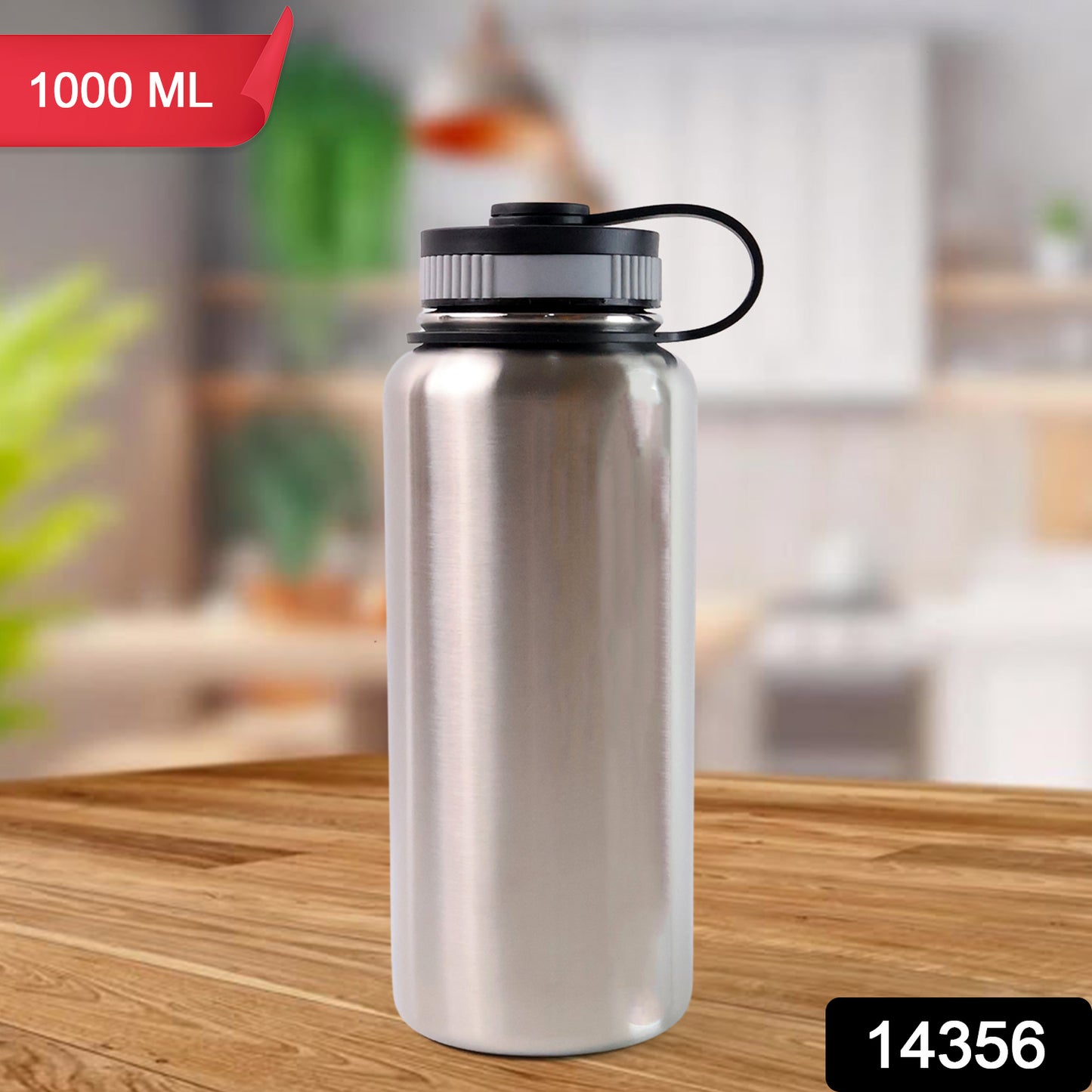 Silver Stainless Steel Double Wall Vacuum-insulated Drink Water Bottle (1000 Ml)