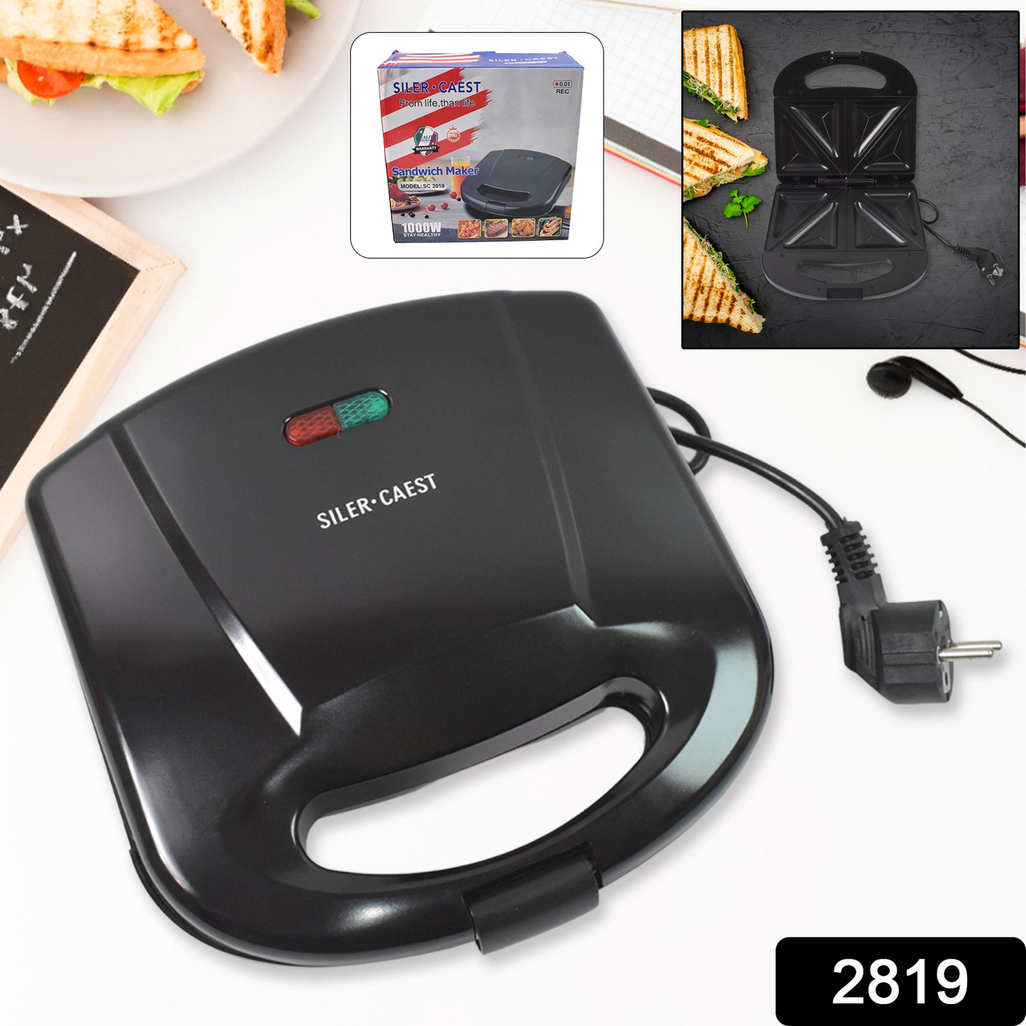 2819 Sandwich Maker Makes Sandwich Non-stick Plates Easy To Use With Indicator Lights