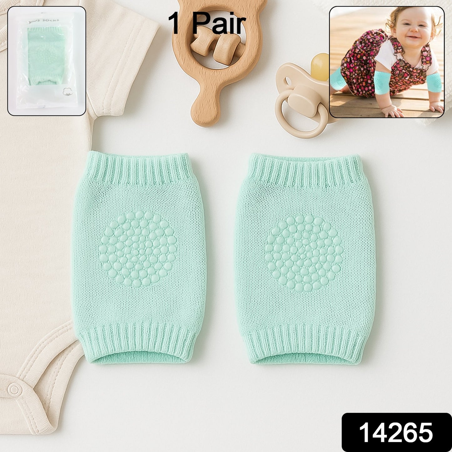 Mint Green Toddler Wool Knit Leg Warmer (Knee Guard)